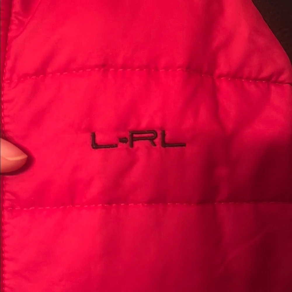 Lauren Ralph Lauren Red and Black Quilted Fleece Jacket